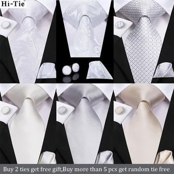 Solid Alb Paisley Cadou Cravata Pentru Barbati Tricou Nunta De Mătase Cravata Batista Butoni Set De Design De Moda De Afaceri Gât Cravată Hi-Cravată
