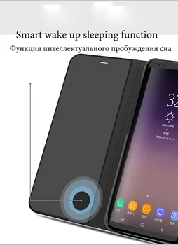 Oglinda Caz Flip Pentru Samsung Galaxy Note 8 S6 S7 Edge S8 Plus J3 J5 J7 2017 Vedere Clară Fereastra Smart Cover Pentru Galaxy S9 Plus C10