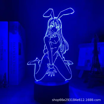 Anime Canalie Nu Visează de Fata Bunny Senpai Figura Model de Jucărie Mai figurina din Acril cu Led Lumina de Noapte Lampa Decor Cadou