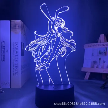 Anime Canalie Nu Visează de Fata Bunny Senpai Figura Model de Jucărie Mai figurina din Acril cu Led Lumina de Noapte Lampa Decor Cadou