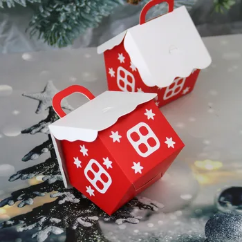 20buc/pachet Red Snow Casă Cutie de Bomboane de Hârtie Crăciun Fericit Cadou Cutie de Ambalaj pentru Oaspeți Copil de Dus An Nou Fericit Decoratiuni