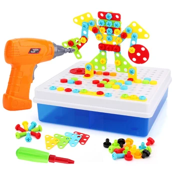 Jucarii pentru copii de Foraj Puzzle Jucarii Educative DIY Șurub Grup Jucarii Copii Trusa de scule din Plastic Băiat Puzzle Mozaic de Proiectare Constructii Jucărie Copil
