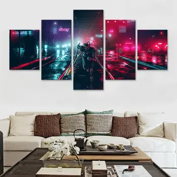 Cyberpunks Neon Canvas Wall Art Poster 5 Bucati Imagini Living Modular Tipărite Pictura Decor Acasă