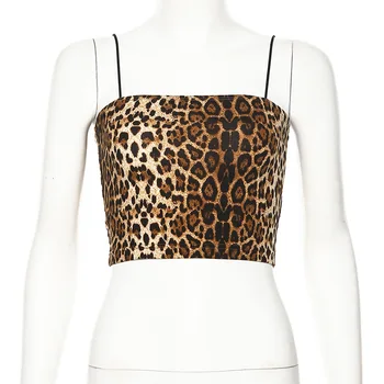 Sexy Leopard Culturilor Topuri Femeile Bretele Vară Fără Mâneci Curea Rezervor Camisoles Acoperi Culturilor Topuri Scurte Mini Camis Streetwear 2020