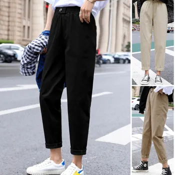 Noua Toamna/Primavara Pentru Femei Îmbrăcăminte De Drept Salopeta Casual Pantaloni Harem Coreean Elastic Talie Triunghi Catarama Pantaloni Femei