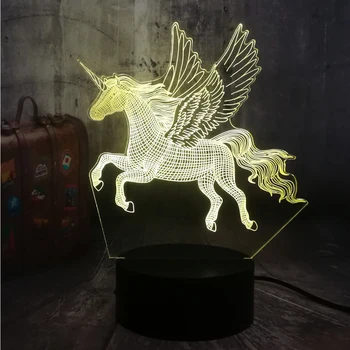 Noutate de Vis Unicorn Romantic 3D LED Lumina de Noapte iluzie de Masă Lampă de Birou Ziua de Crăciun lampă pentru Copii Copil Decor Acasă