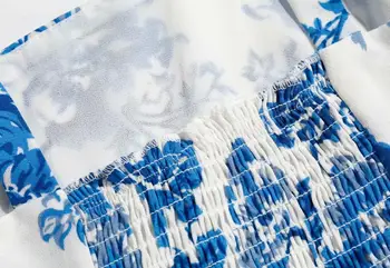 Moda crop top sexy streetwear print floral camis backless cu fermoar elastic albastru femei topuri de vara femme vestidos dropshipping