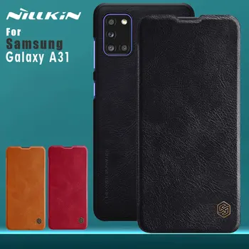 Nillkin pentru Samsung Galaxy A31 Caz Afaceri Qin Flip din Piele de Caz Slot pentru Card Capacul din Spate