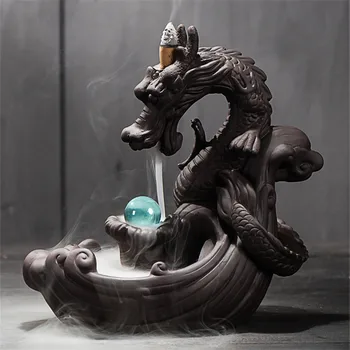 [HHT] Mov Nisip Ceramice Dragon Înapoi Fum Spate Arzător de Tămâie Ceremonia Ceaiului Decor Creativ Tămâie Dragon Decor Acasă