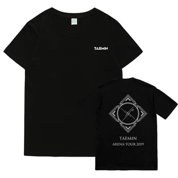 New sosire kpop taemin shinee arena concert același imprimare tricou unisex o-gat maneci scurte pierde t-shirt alb/negru