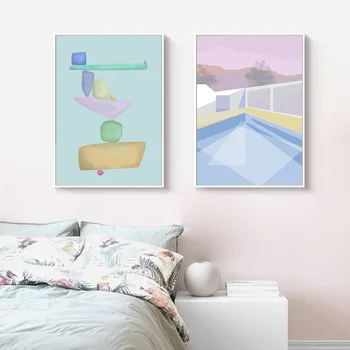 Modern Abstract Design Geometric Munte Poster Fete de Arta de Perete Panza Pictura Imagini pentru Dormitor Decor Acasă