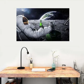 Modern Beri Spațiu Pământ Astronauți Luna Pictura in Ulei pe Panza, Postere, Printuri Cuadros de Arta de Perete Imaginile Pentru Camera de zi