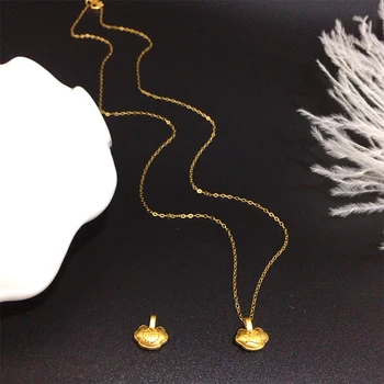 ANI 18K Au750 Solid Galben Lanț de Aur de Logodna Colier Mini Stil Cadou de Ziua de Moda Aur de 24k Pandantiv Norocos Sac de Forma