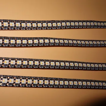1m DC5V SK6812-RGBW(alb cald) led adresabile pixel benzi;144leds/m;rezistent la apa de silicon de acoperire;IP65;PCB NEGRU