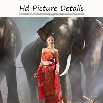 Elefant Cu Femei Frumoase, Pictura in Ulei pe Panza Scandinave Postere si Printuri Cuadros de Arta de Perete Imaginile Pentru Camera de zi