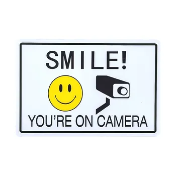 DL--(2 Pack)Zâmbește, ești La Camera Semn, Semn de Supraveghere Video, Avertizare pentru Sistem de Monitorizare CCTV