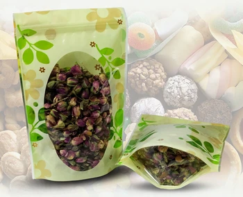 12.16 Qi 100buc/lot Verde imprimare minunat pungă de plastic Alimentara alimentare sac de depozitare din Plastic condimente de ambalare pungă cu Fermoar Gustări sac