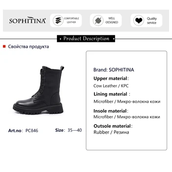 SOPHITINA Punky Stil Mare Platforma de la Jumătatea vițel Cizme Martin Femeie Rotund Toe Fermoar din Piele Fund Gros de Pantofi po846