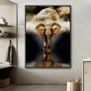 Nordic Art Elefant Perete Tablouri De Arta De Imprimare Panza Printuri De Arta Animale De Perete Decor Acasă Poze Poster Pentru Camera De Zi