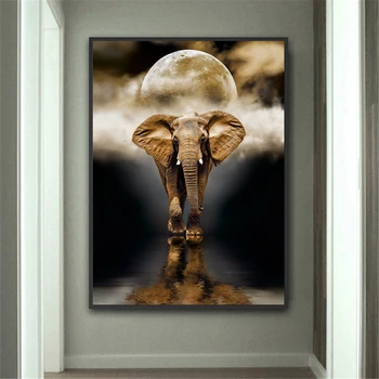 Nordic Art Elefant Perete Tablouri De Arta De Imprimare Panza Printuri De Arta Animale De Perete Decor Acasă Poze Poster Pentru Camera De Zi