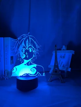Acrilice Lumina de Noapte Lampa Manga Cele Șapte Păcate de Moarte Gadget pentru Acasă Camera Decorative de Lumină Meliodas Figura Copii Lampă de Masă Cadou