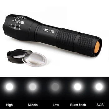 E17 Super Luminoase 5 moduri de Zoom XML-T6 LED Lanterna Lanterna Portabil Impermeabil în aer liber Lumina Lanterna 3x AAA sau 18650 Drumeții