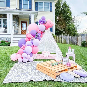 125pcs Balon Ghirlanda Arc Kit Pastel Baby Pink Violet piersic Latex, Baloane Nunta, Ziua de naștere a Copilului Duș Gen de Petrecere elemente d