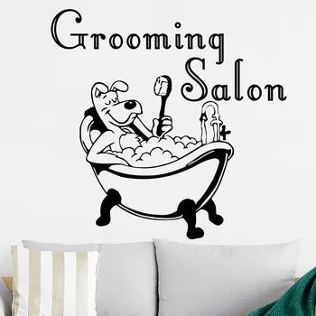 Grooming Salon Logo Perete Decal Cadă Câine De Desene Animate, Animale De Companie Animale De Companie Shop Decor Interior Usa Windows Autocolante De Vinil Artă Murală E088