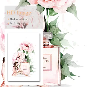 Moda, Arta De Perete Panza Pictura Parfum Tocuri Înalte, Machiaj Poster Roz Florale Imprimare Imagine De Frumusete Salon De Cameră Decor