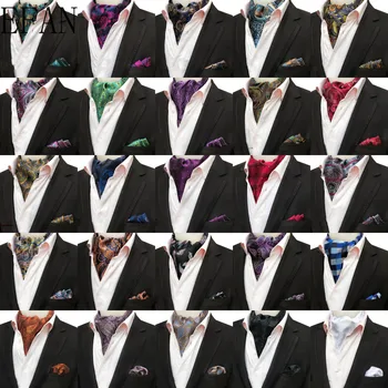 Bărbați de lux Vintage Matase Cravata Ascot Tie & Batistă Paisley Scrisori Set Pătrat de Buzunar Lega Seturi de Nunta Petrecere Cravata