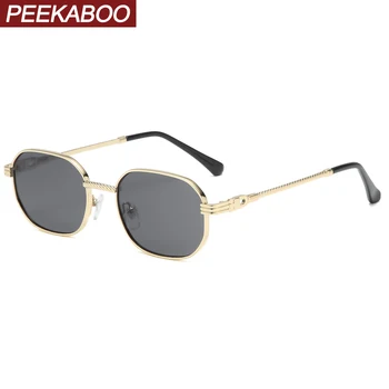 Peekaboo aur pătrat ochelari de soare barbati metal gradient lens stil clasic retro maro ochelari de soare pentru femei uv400 dropshipping