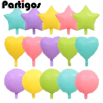 10buc Inima Star Tur fata Petrecere de ziua decor 18 inch baloane folie Macaron de culoare de moda globos nunta cadouri pentru copii de duș