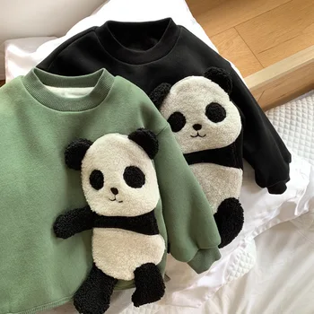 Băiețelul Jachete 2019 Toamna Iarna Noi Desene animate pentru Copii Panda Jachete Copii Fata de Casual Plus Catifea Pulovere Calde de Sus