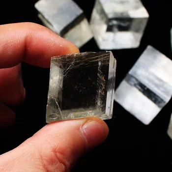 2 buc clar Naturale pătrat pietre de calcit Islanda spar Cristal de Cuarț Piatră de Energie Piatră Minerale-Specimen de vindecare