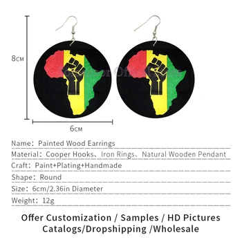 SOMESOOR Uni Africa de Culori Hartă Lemn Picătură Cercei Puternic Pumnul Afro Etnice Headwrap Femeie design de Bijuterii Pentru Negri Cadouri
