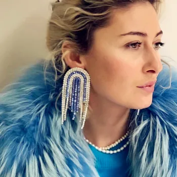 2019 Noi Femeile De Moda Plin De Cristal Acrilice Tassel Picătură Cercei Accesorii Bijuterii Declarație Mare Cercei Accesorii