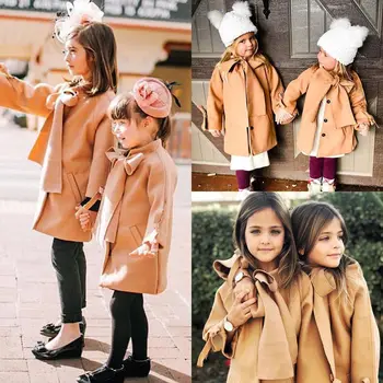 Noi De Toamna Si Iarna Pentru Copii Copilul Fete Pentru Copii Haina De Lână Cald Bowknot Trench Palton Copii Fete Maneca Lunga Outwear Jacket