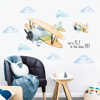 Cameră pentru copii desene animate avion autocolante dormitor decor decor de perete poster auto-adeziv autocolant de perete decor cameră