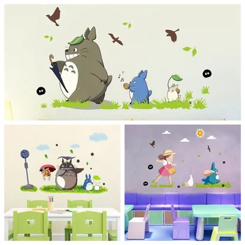 1 BUC Decor Acasă de Desene animate Drăguț Animație de Vinil Autocolante de Perete pentru Camera Copii Cafenea/bar/ Poster Totoro Tapet