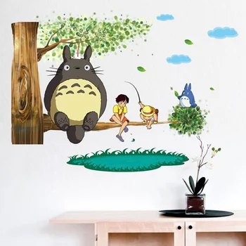 1 BUC Decor Acasă de Desene animate Drăguț Animație de Vinil Autocolante de Perete pentru Camera Copii Cafenea/bar/ Poster Totoro Tapet