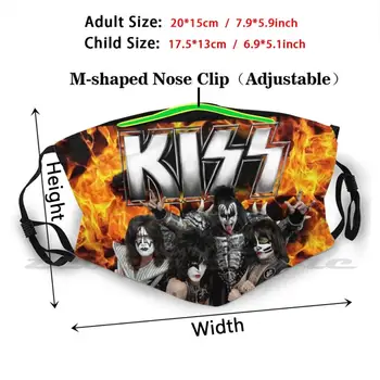 Sărut Cu Logo-ul Și Banda de Pânză Masca Lavabil Filtru DIY Pm2.5 Copii Adulti Kiss Kiss Fan Art Formatiei Kiss Kiss Muzica Sărut Sărut Fanart