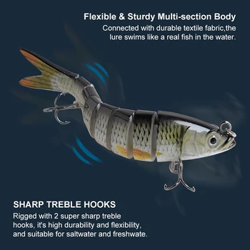 Bass Momeli de Pescuit păstrăv 5.4 0.8 oz Artificiale Multi Dinti Swimbaits Scufundarea Lentă Bionic Înot Atrage Realiste Atrage Aborda