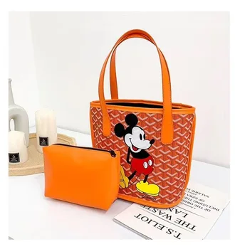 2 buc Disney mickey mouse geantă de umăr + cosmeitc geanta lady pu minniehandbag tote sac mare de monedă pungă