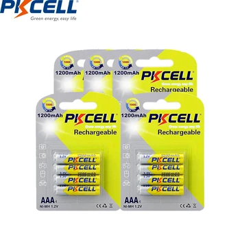 20buc/5cards PKCELL Baterii de 1,2 V 1200mah NIMH Reîncărcabile AAA Baterie 1200mAh NI-MH baterii AAA batteria capacitatea reală