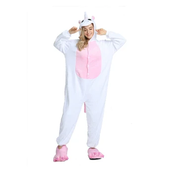 Bărbați-femei-o bucată de pijamale unicorn haine de acasă siamezi pijamale unicorn desene animate flanel haine drăguț unicornio licorne