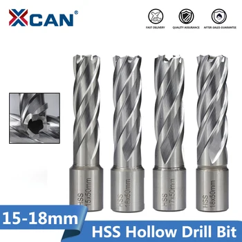 XCAN 50mm Lungime HSS Hollow Drill Bit Coadă Weldon Magnetic Burghiu Metal Hole Cutter Core Drill Bit 15/16/17/18mm