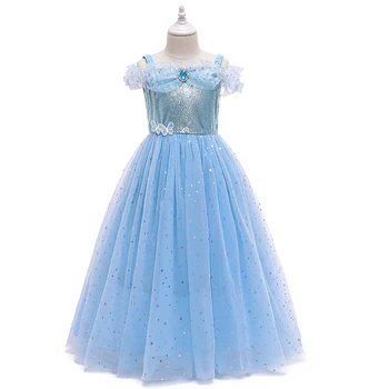 Copii Cinderella Dress Fată Halloween Cosplay Albastru Dress Up Copii Nunta Petrecere Rochie Costum Printesa GirlsDress