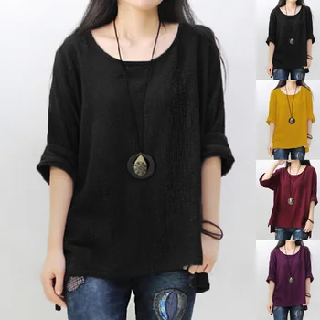 Toamna Femei Culoare Solidă Tricou Casual Libertate Pură Lenjerie pentru Femei T-Shirt Stil Harajuku Femei Mâneci Lungi Tricouri