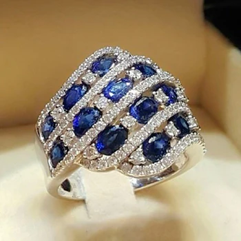 Nunta de Cristal de Culoare de Argint Inele de Logodna Albastru Roz Picătură de Apă Zircon Ring Moda Nou Brand de Bijuterii Pentru Femei Bijuterii Z5T313