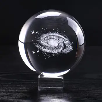 100 mm K9 Cristal Galaxy Ball 3D cu Laser Gravat Model în Miniatură Sfera Decor Acasă Cadou pentru Astrophile Ornament
